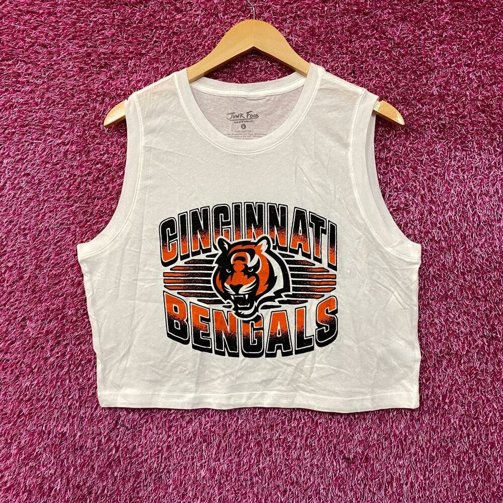 Junk Food Clothing Cincinnati Bengals Cropped Sleeveless T-Shirt Large